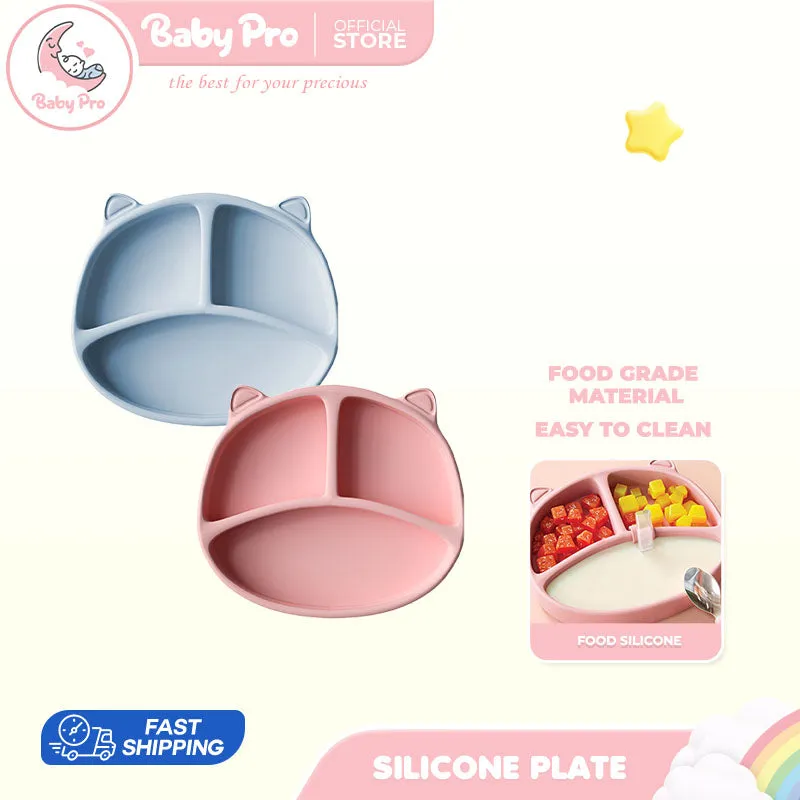 Babyproph Baby Cute Silicone Cat Plates Safe and Durable BPA Free