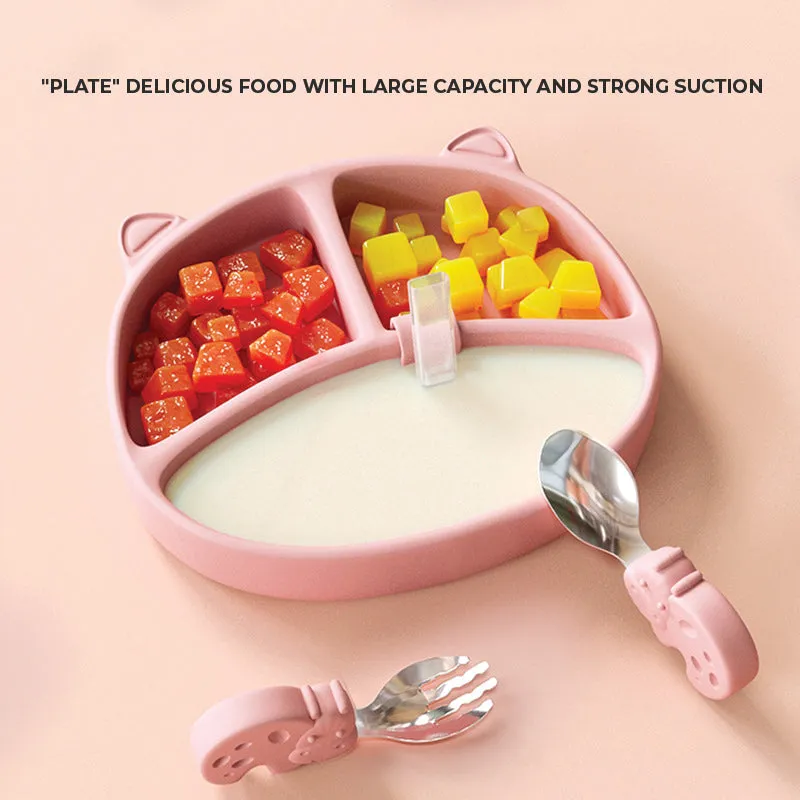 Babyproph Baby Cute Silicone Cat Plates Safe and Durable BPA Free