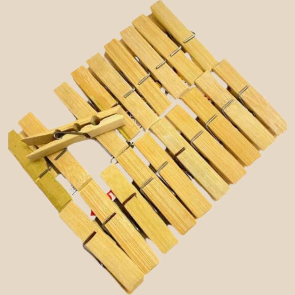 Bamboo Cloth Pegs | Durable | Laundry Essentials | Lightweight | Pack Of 20