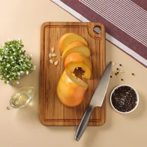Chopping Board | Premium Teak Wood | Juice Groove | Hangable | Durable | 12"