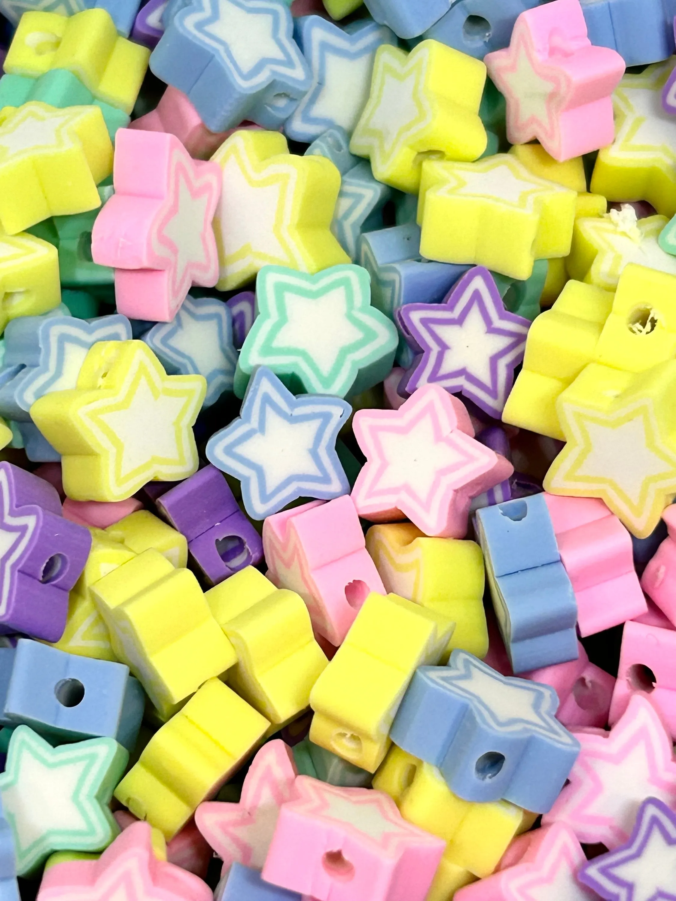 Cute Pastel Clay Stars - Handmade Jewelry Making Supplies for DIY Projects