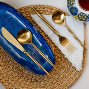 Cutlery Set of 4 | Stainless Steel | Durable | Dishwasher Safe | Golden Finish