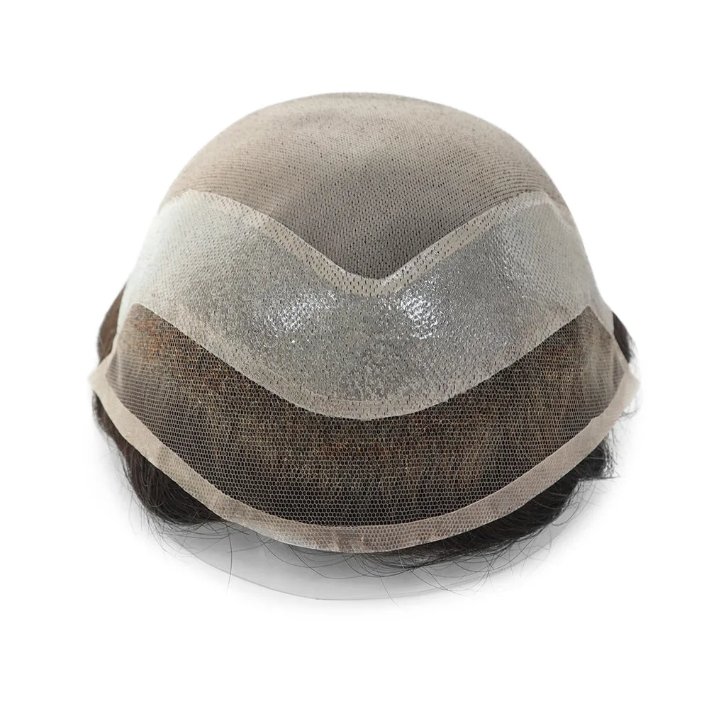 Durable Fine Mono Lace With Soft French Lace Front Hair Replacement For Men