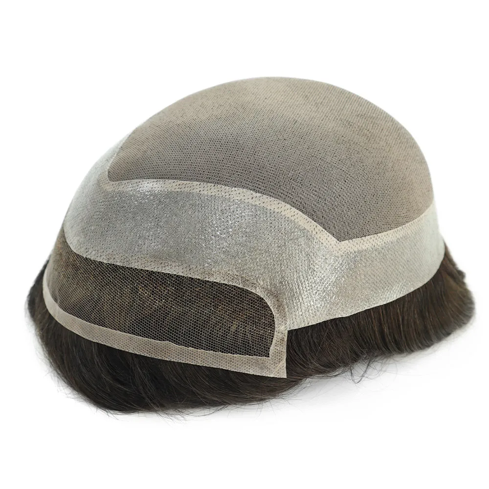 Durable Fine Mono Lace With Soft French Lace Front Hair Replacement For Men