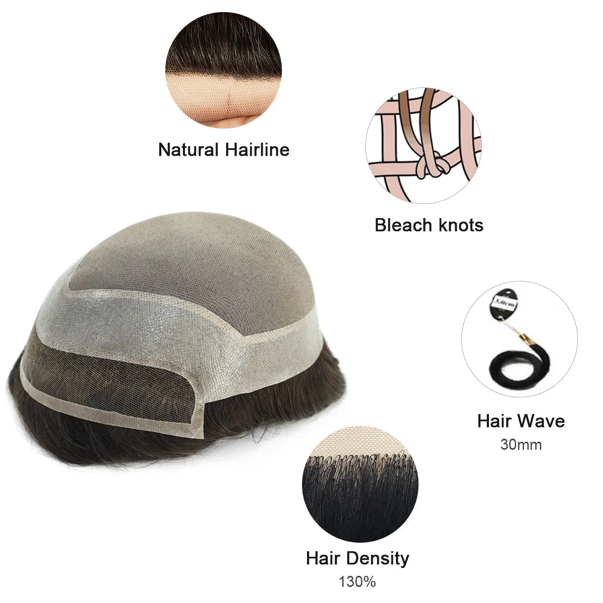 Durable Fine Mono Lace With Soft French Lace Front Hair Replacement For Men