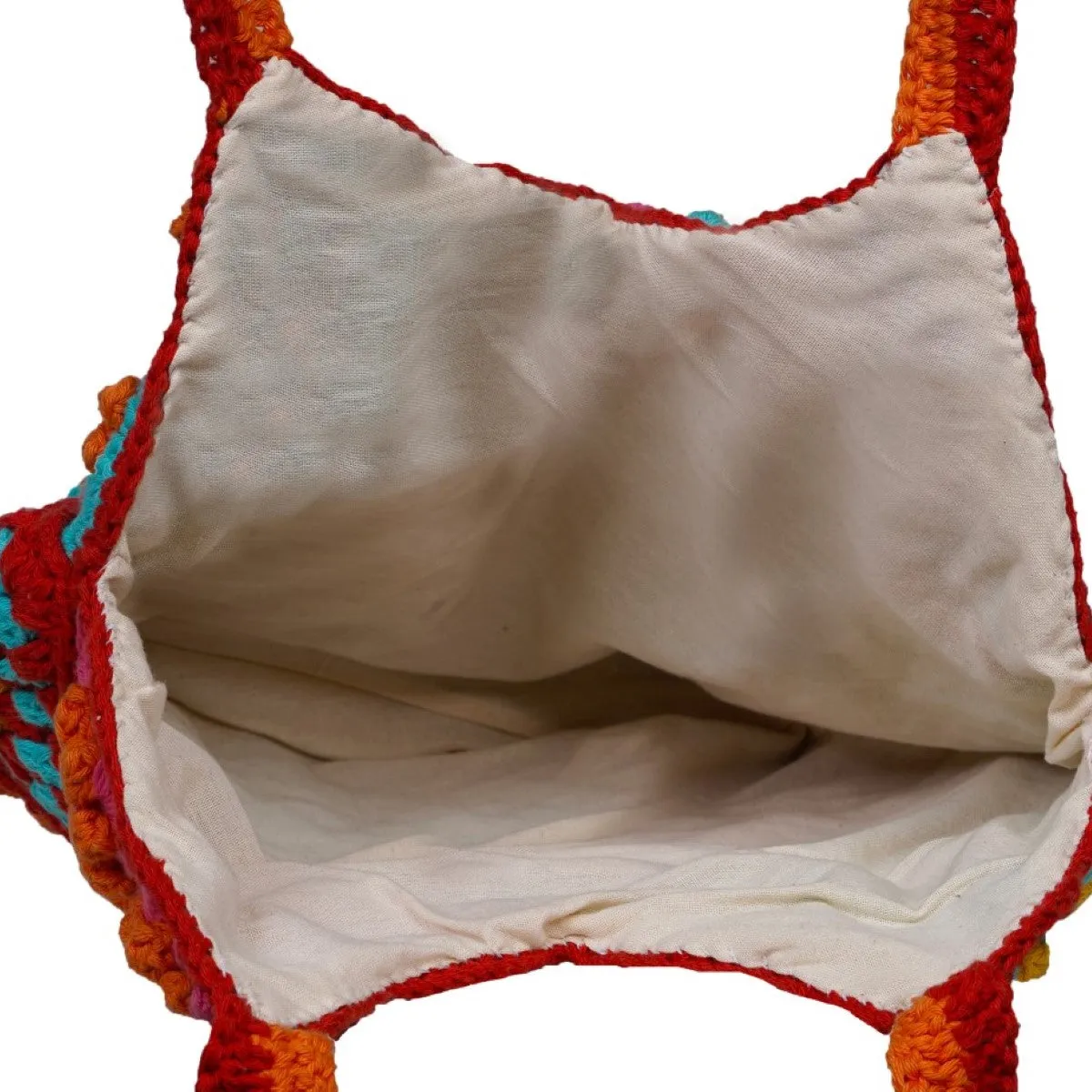 Floral Tote Bag for Women | Hand-Crochet | Cotton Yarn | Crimson Red