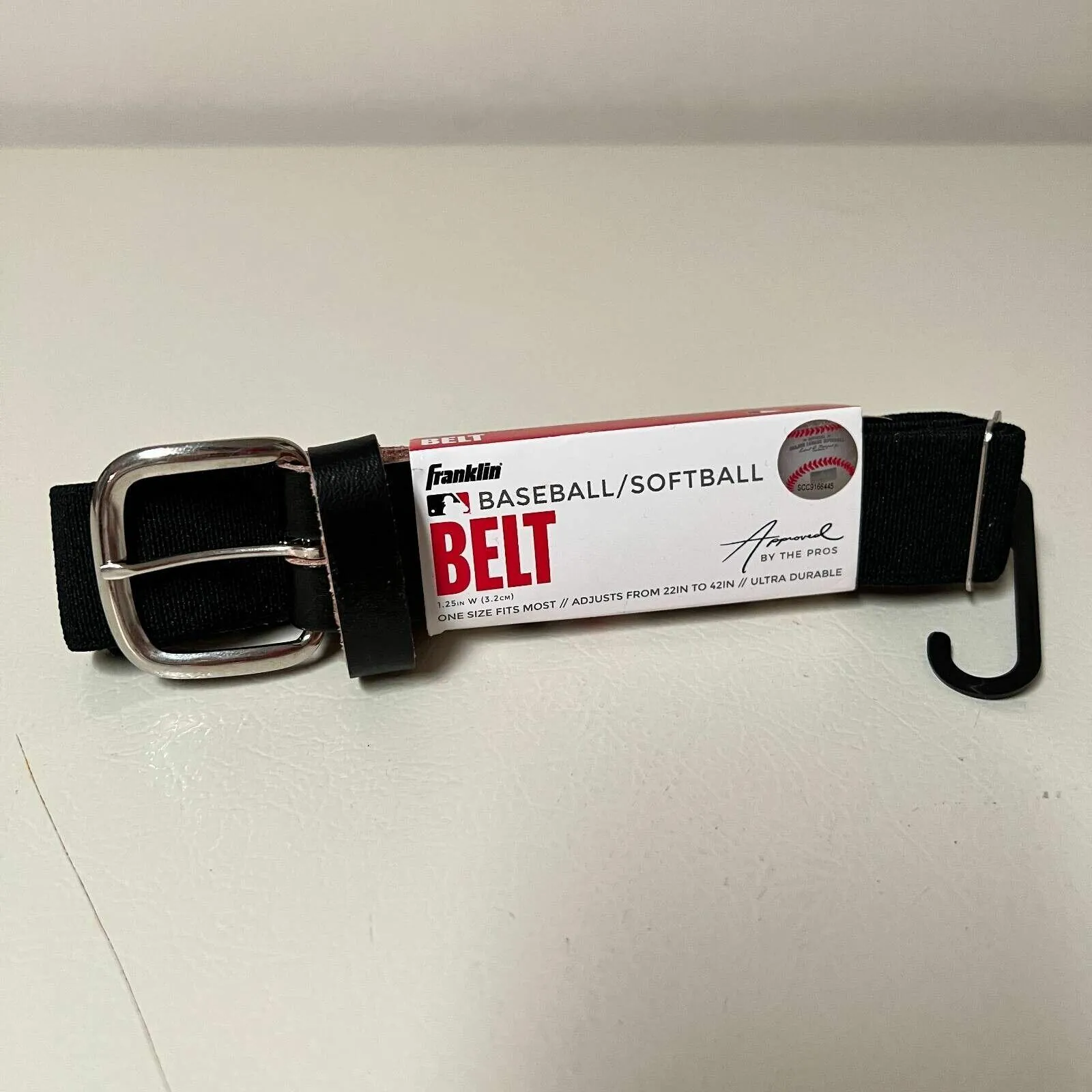 Franklin Sports Baseball Softball Belt Black Adjustable Ultra Durable 22in-42in