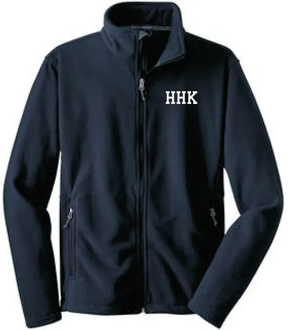 Full Zip UNISEX CUT Fleece Jacket <br>NAVY with WHITE EMBROIDERED LOGO LEFT CHEST