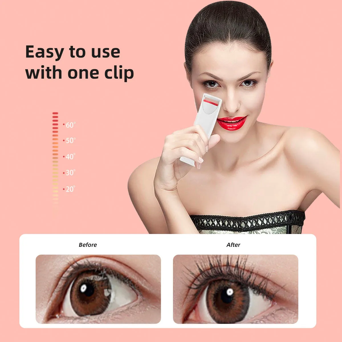 heated eyelash curler,  long-lasting styling,  natural-looking curl ,battery models - pink