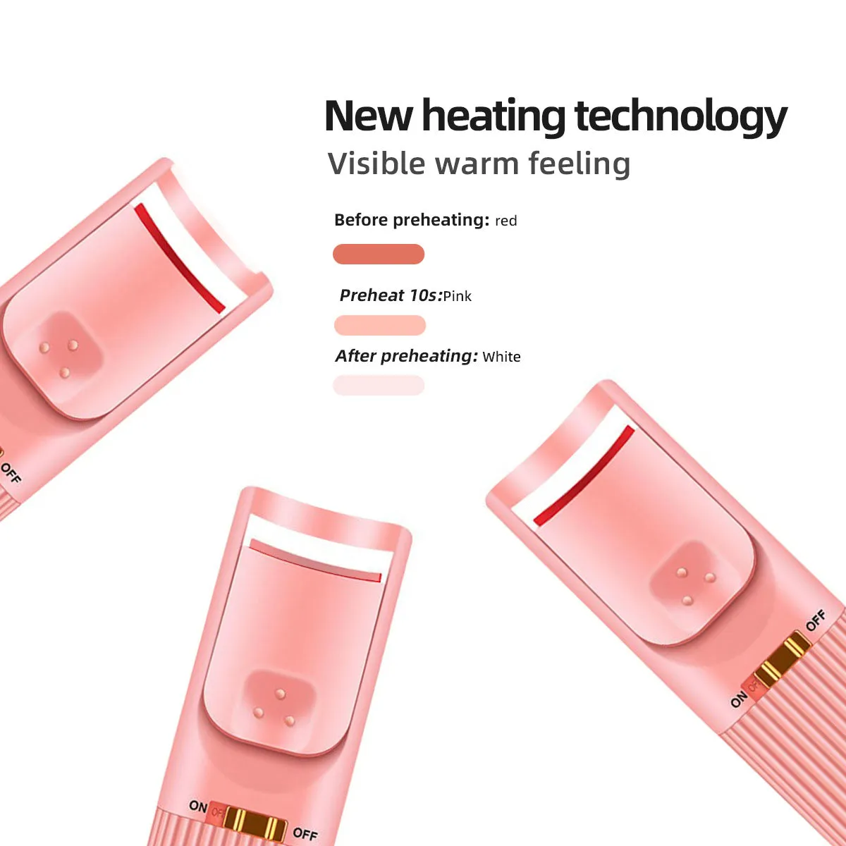 heated eyelash curler, long-lasting styling, natural-looking curl ,battery models - pink
