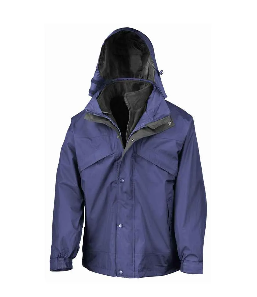 Result 3-in-1 Waterproof Zip and Clip Fleece Lined Jacket | Royal Blue/Black