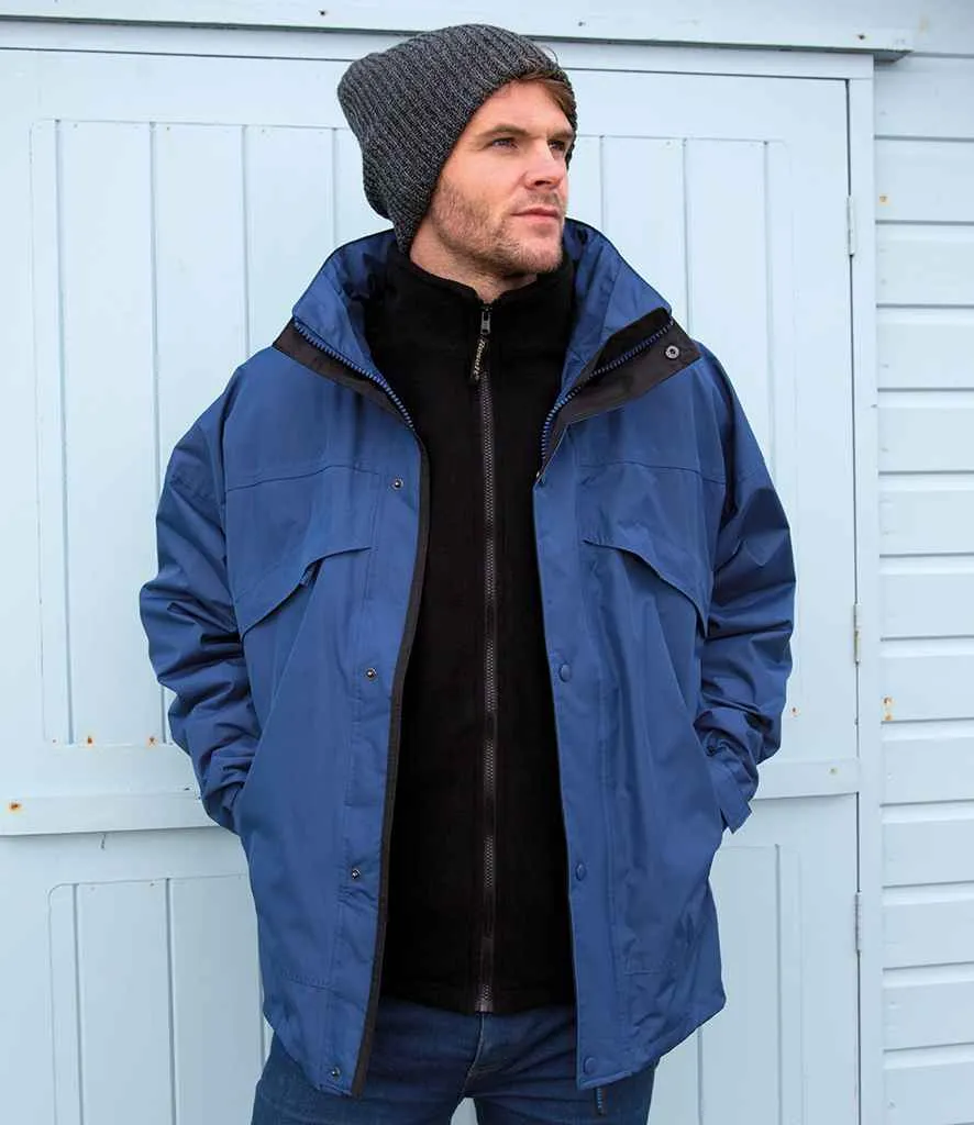 Result 3-in-1 Waterproof Zip and Clip Fleece Lined Jacket | Royal Blue/Black