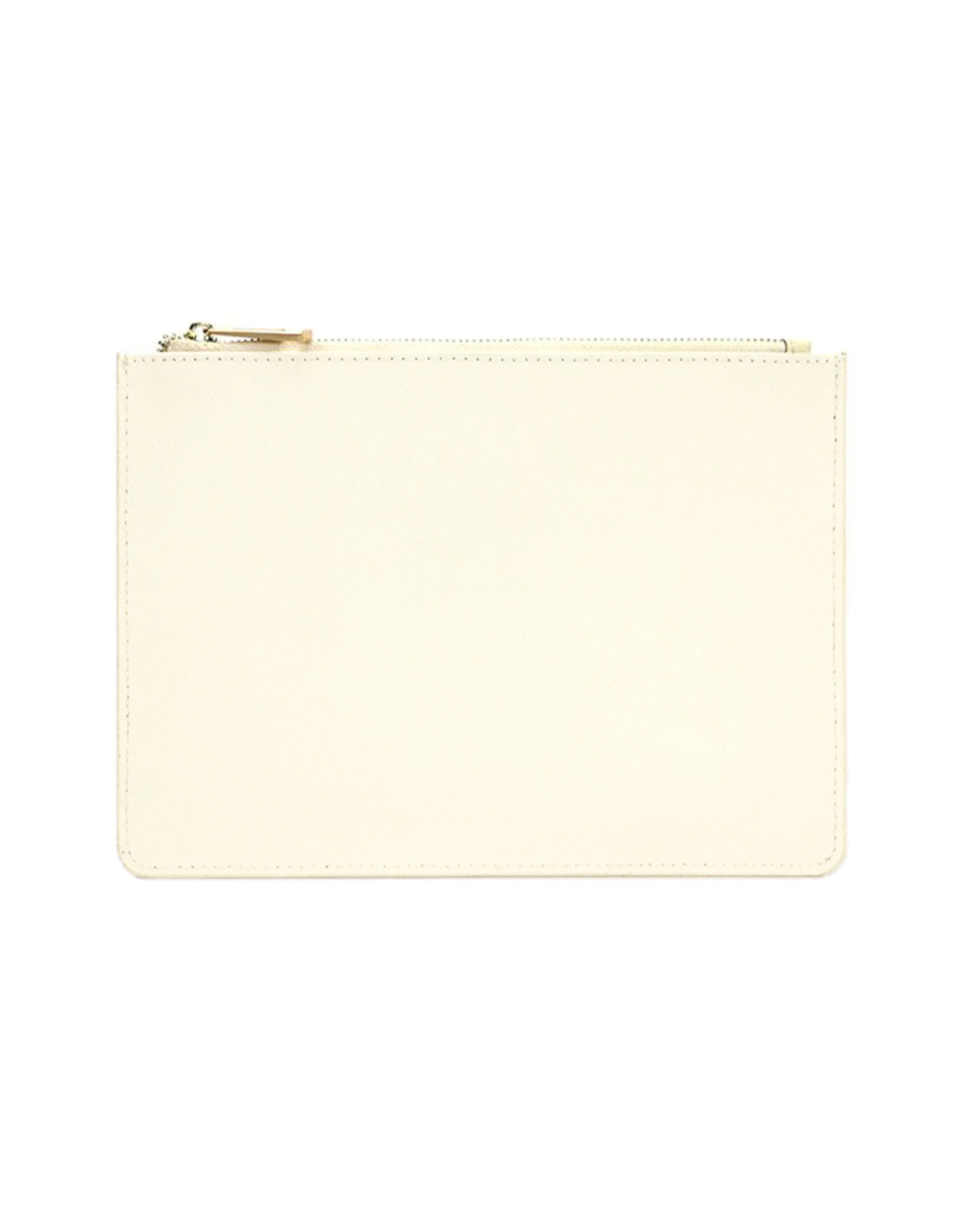 Saffiano Leather Zipper Pouch - Durable and Elegant - Light Pink