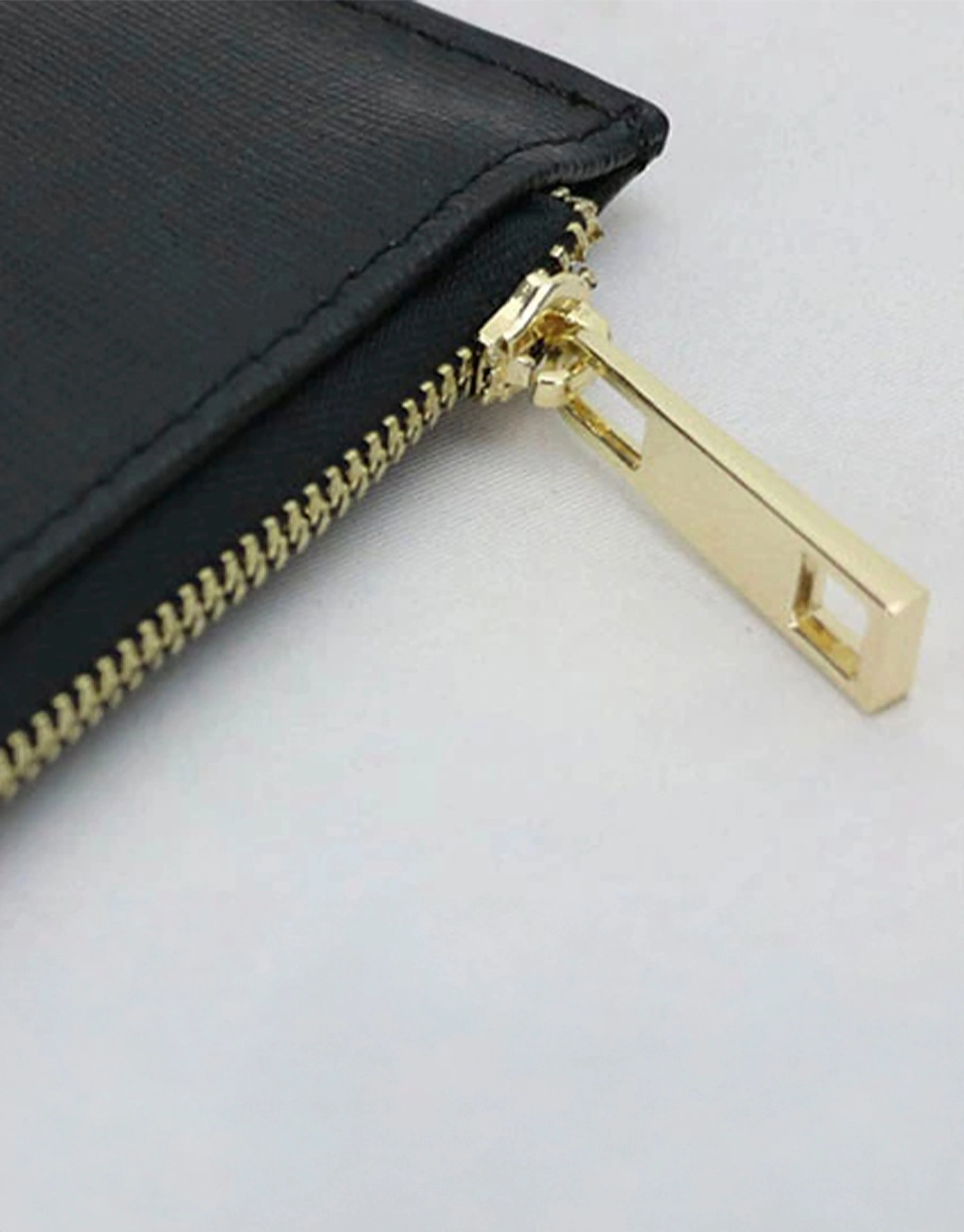 Saffiano Leather Zipper Pouch - Durable and Elegant - Light Pink