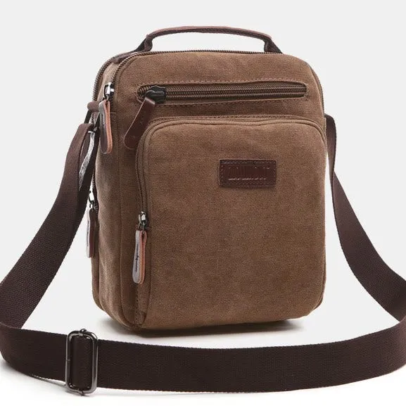 Small Durable Canvas Messenger Bag for Men Multi-Pocket Waterproof Purse