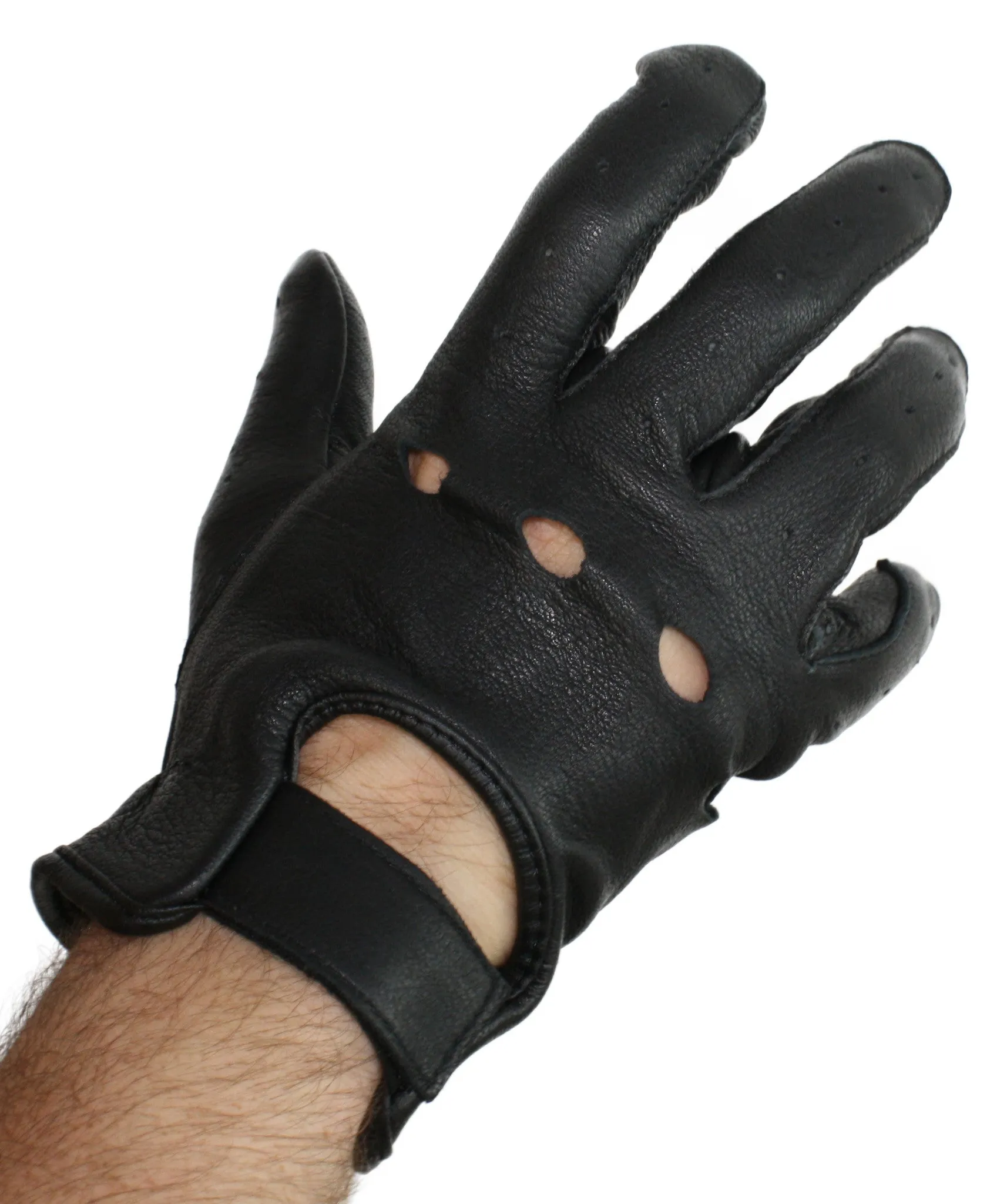 Soft but Durable Deerskin Leather Perforated Driving Glove