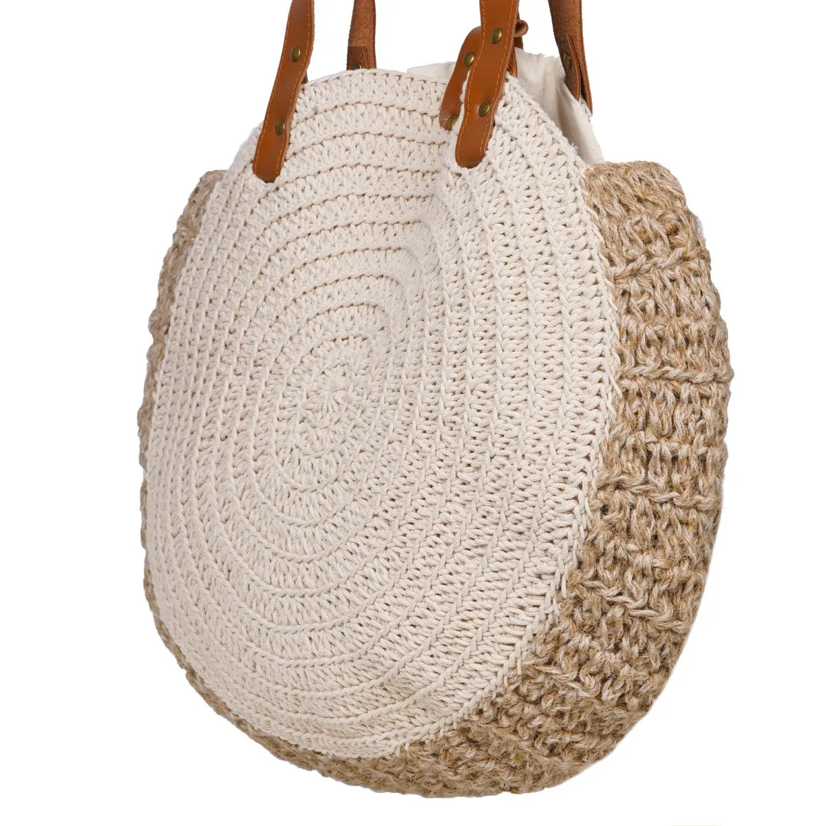 United Urbane Hands Bag | Hand-Crochet | Cotton & Jute | Off White