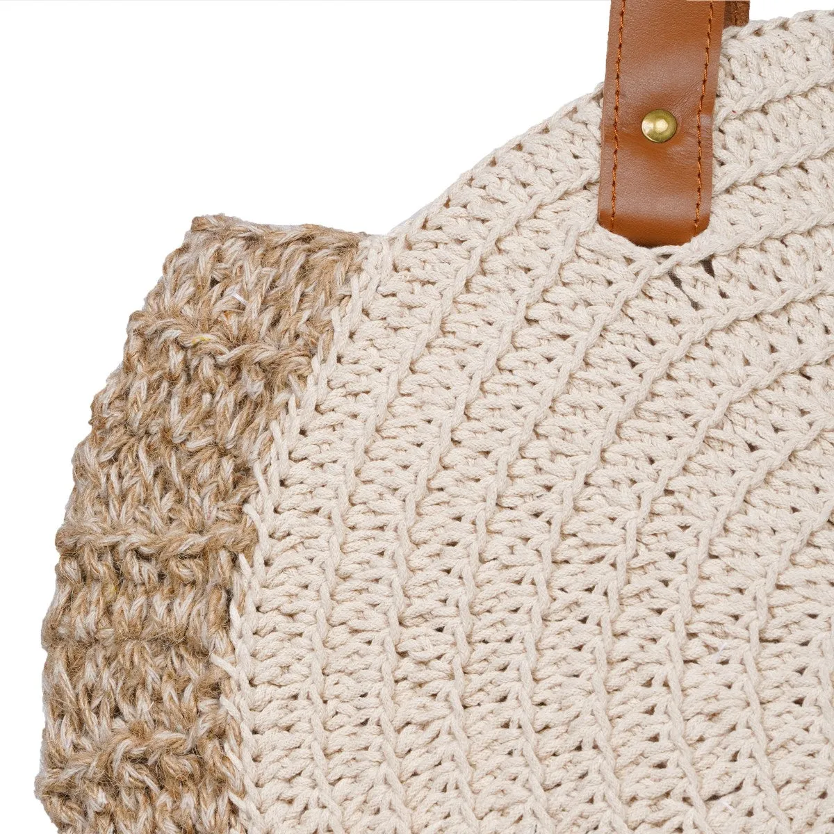 United Urbane Hands Bag | Hand-Crochet | Cotton & Jute | Off White