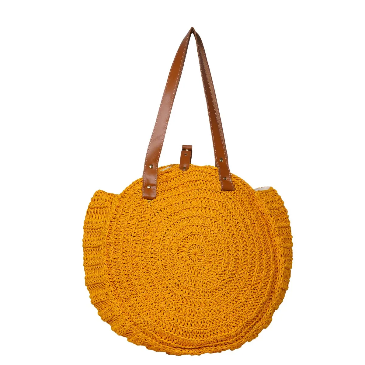 United Urbane Round Hand Bag | Hand-Crochet | Mustard Yellow