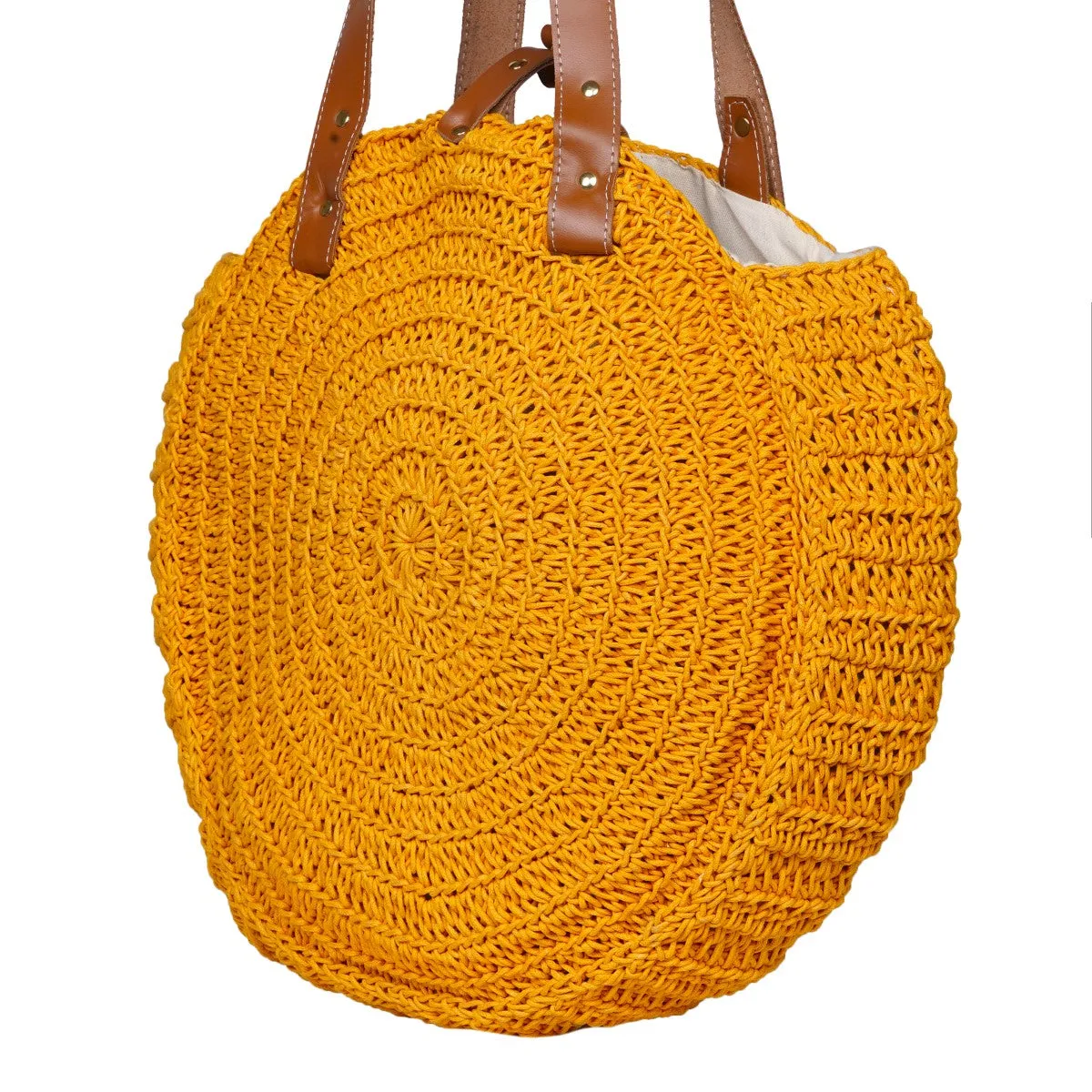 United Urbane Round Hand Bag | Hand-Crochet | Mustard Yellow