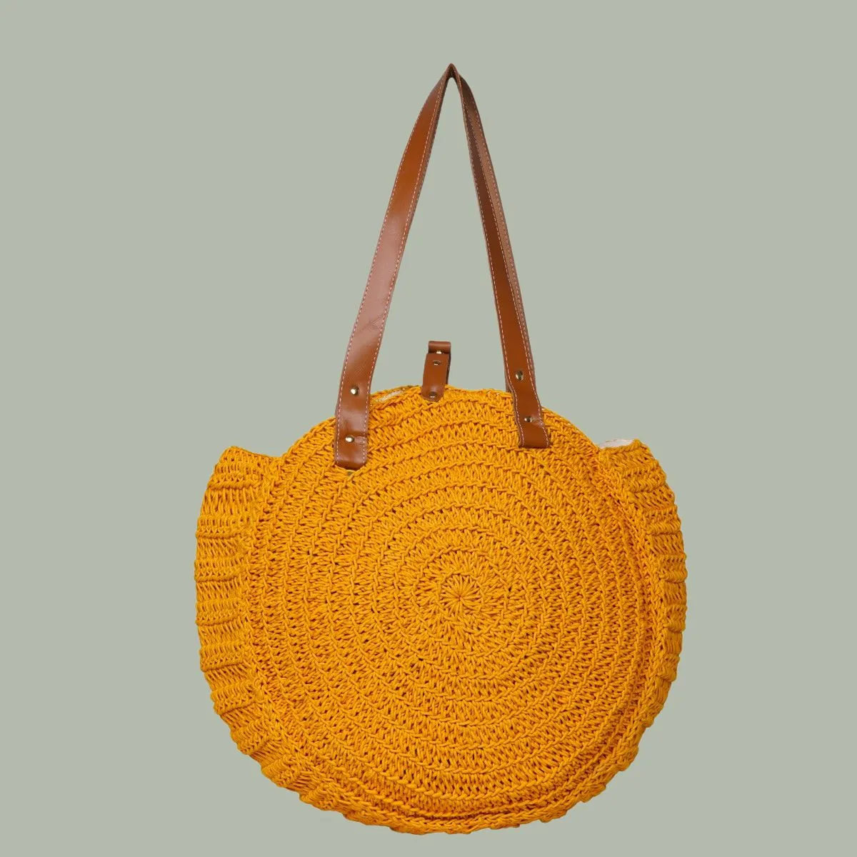 United Urbane Round Hand Bag | Hand-Crochet | Mustard Yellow