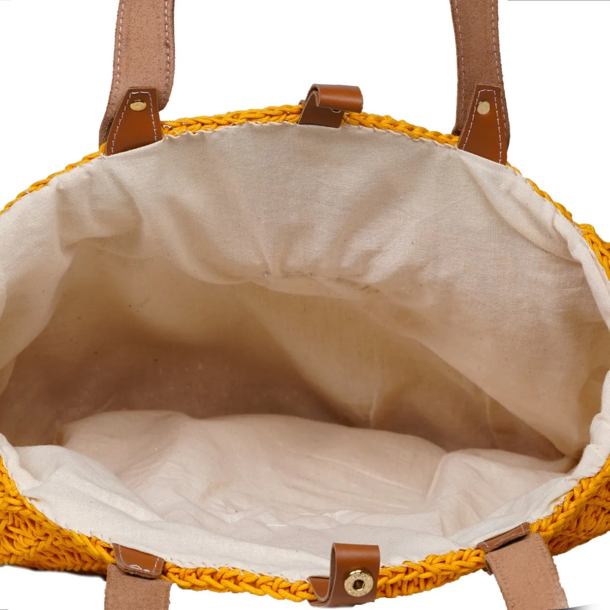 United Urbane Round Hand Bag | Hand-Crochet | Mustard Yellow