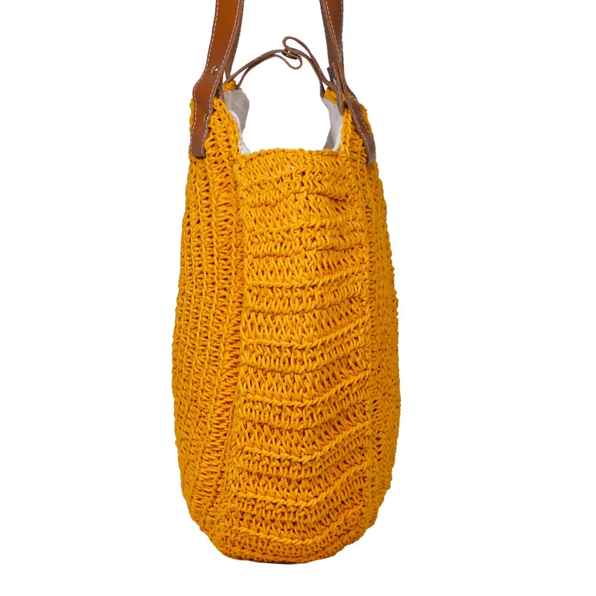 United Urbane Round Hand Bag | Hand-Crochet | Mustard Yellow