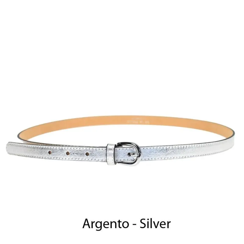 Women's Skinny Belt with Buckle   Laminated Leather 100% Handmade in Italy.