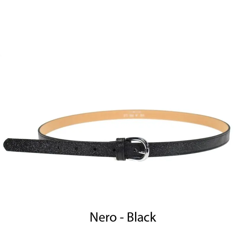 Women's Skinny Belt with Buckle   Laminated Leather 100% Handmade in Italy.