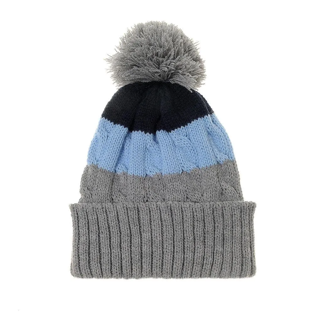 Ziggle Cable Knit Bobble Hat - Grey
